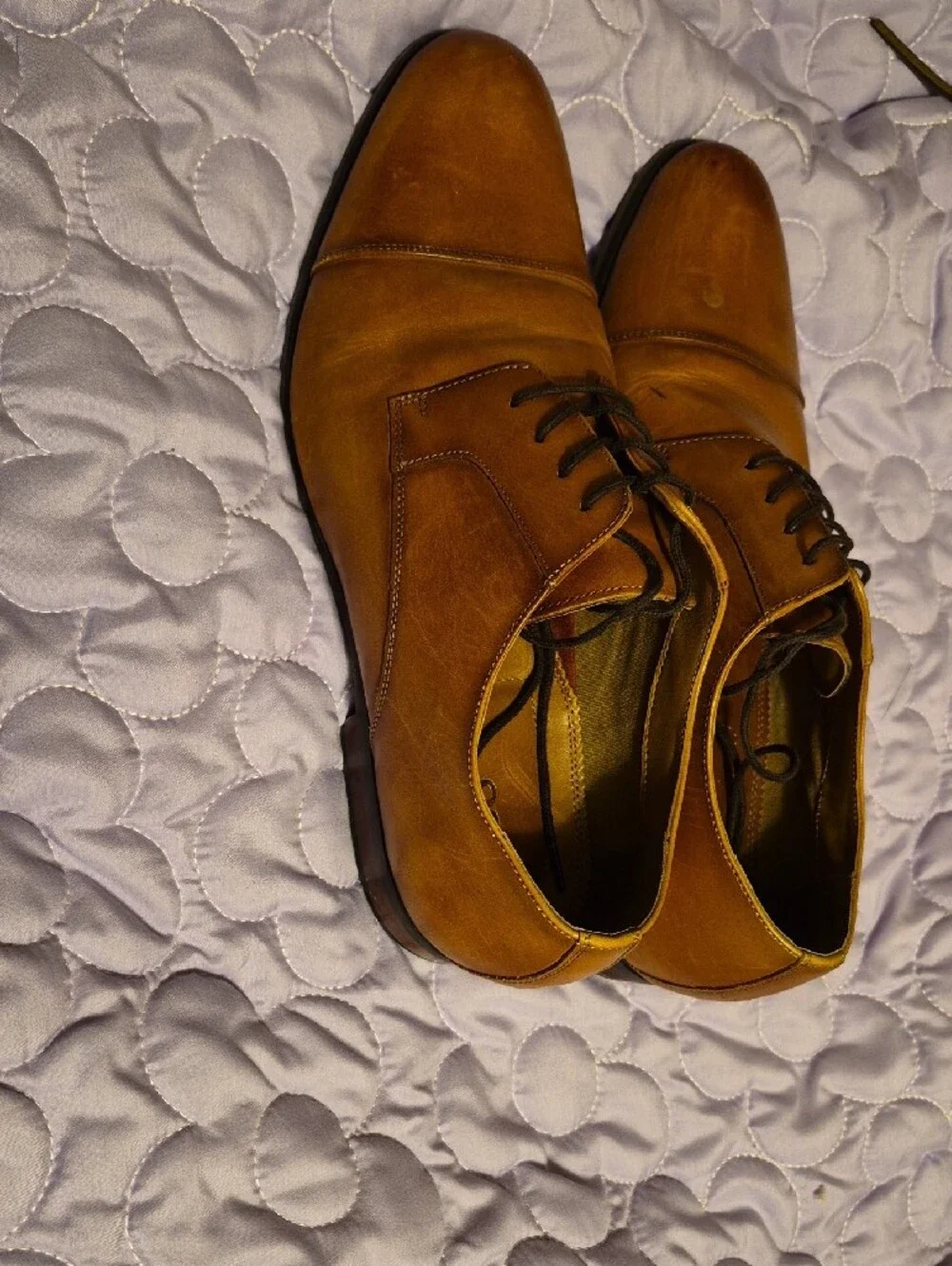 Aldo Men’s Honey Brown Leather Cap-Toe Oxfords